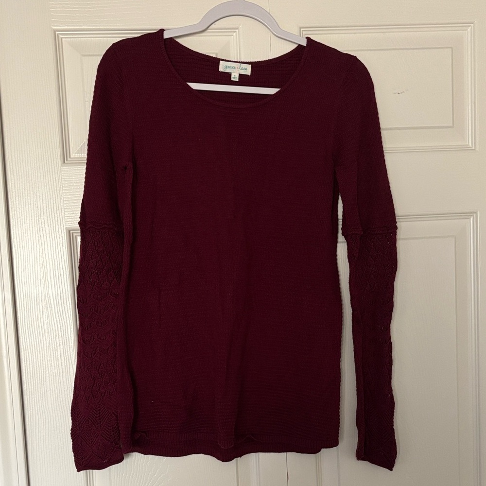 Grace & Lace Deep Red Long Sleeve Top